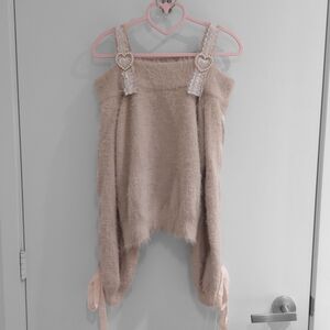 Palelfy Off Shoulder Shaggy Knit Sweater